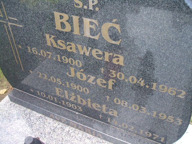 Ksawera Bieć 1900 Cybinka - Grobonet - Wyszukiwarka osób pochowanych